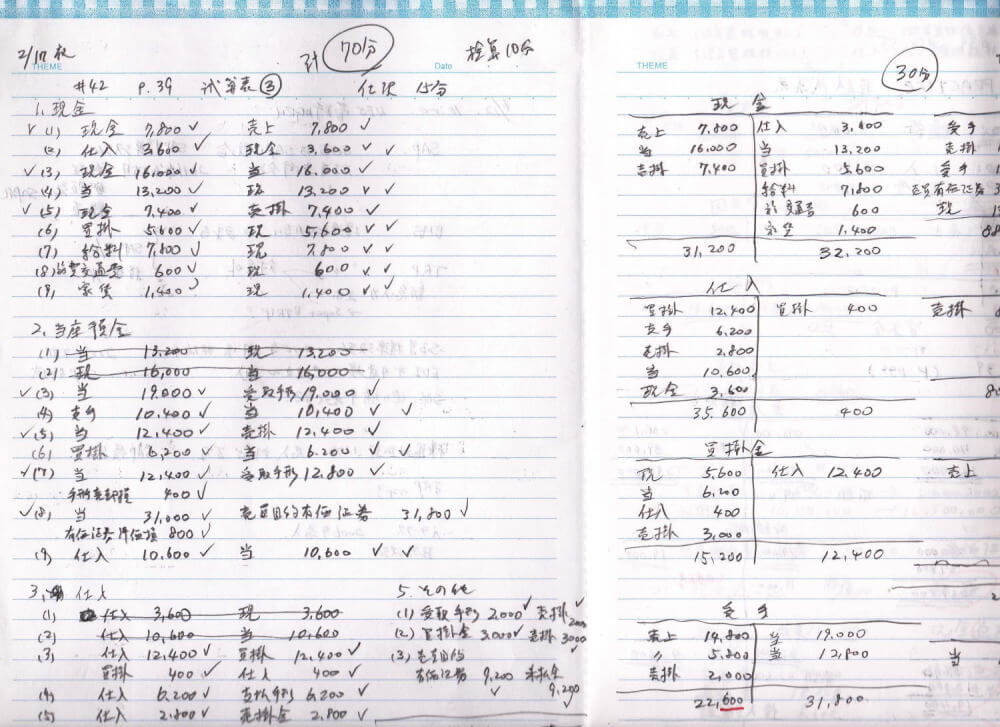 試算表の計算用紙（下書き）・改善前